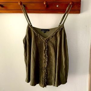 Olive green crochet front cami